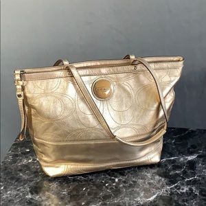 Coach Gold Leather Shoulder Tote H1120-F18877